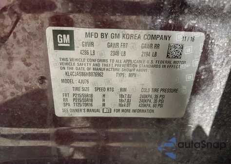 2017 Buick Encore Preferred из США, поврежденный, VIN KL4CJASB6HB076962